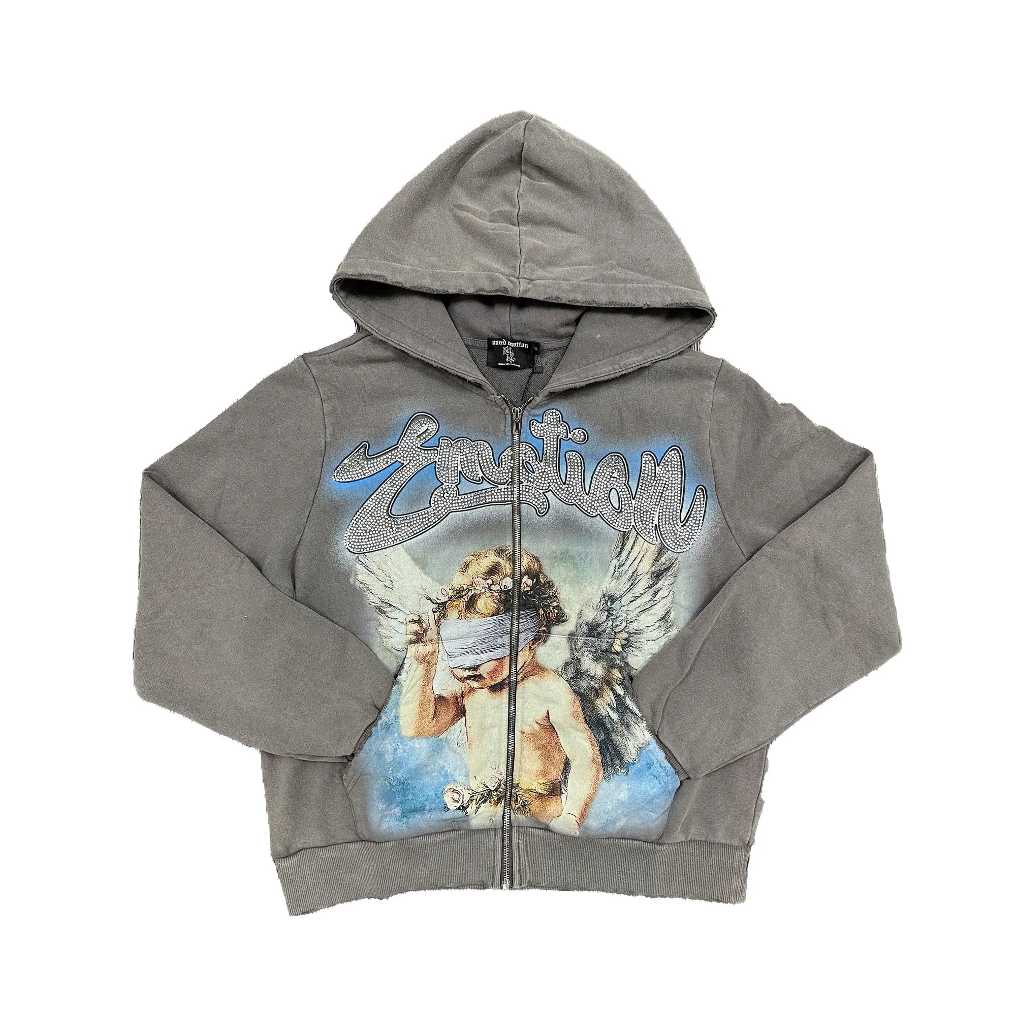 Mixed-Emotional-Grey-Rhinestone-Hoodie (1) Mixed Emotional Grey Rhinestone Hoodie